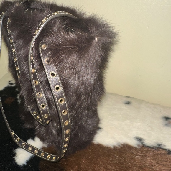 Brown Refurbished Real Rabbit Fur Purse Original Liz Claiborne Design/Handmade - Picture 2 of 10